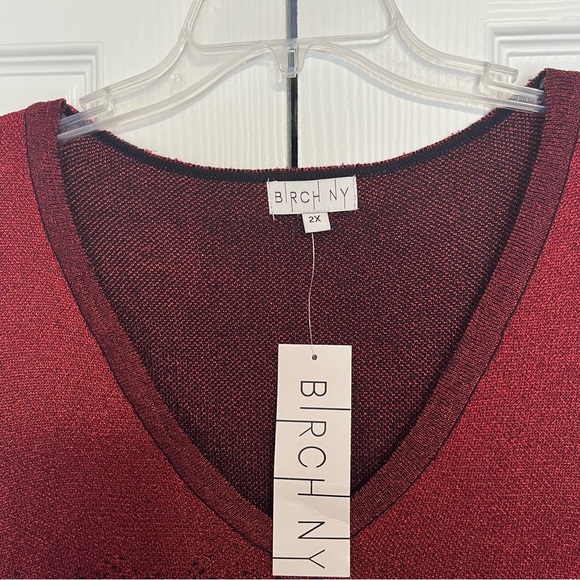 NWT Birch NY size 2X women’s long sleeve sweater top red and black - Picture 7 of 10